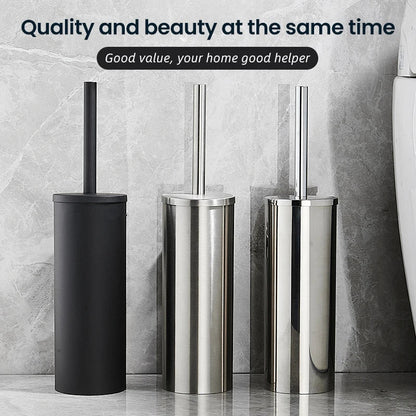 Wall-Mounted Toilet Brush Set in Black Stainless Steel for Contemporary Bathrooms