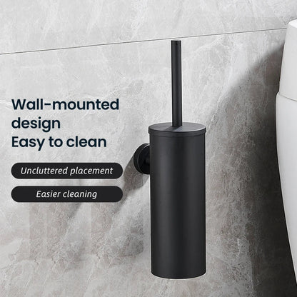 Wall-Mounted Toilet Brush Set in Black Stainless Steel for Contemporary Bathrooms