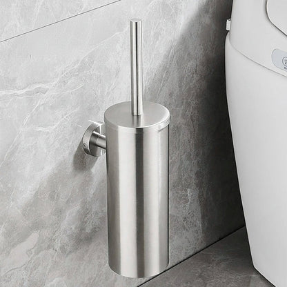 Wall-Mounted Toilet Brush Set in Black Stainless Steel for Contemporary Bathrooms