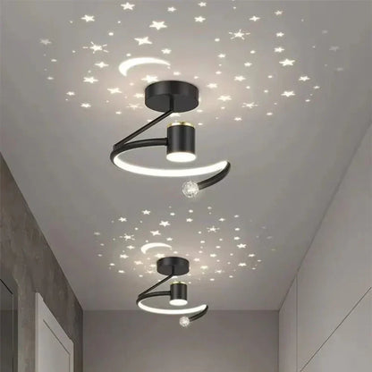 Round LED Ceiling Lamp with Starry Sky Design – Scandinavian Style