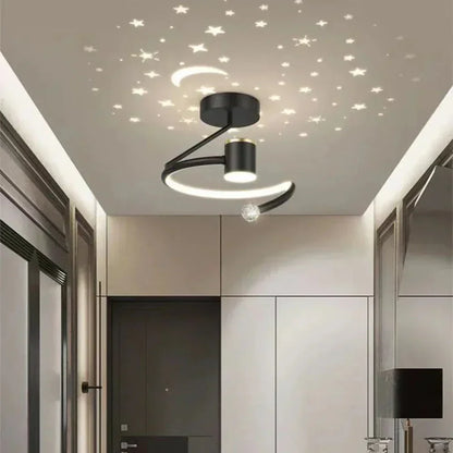 Round LED Ceiling Lamp with Starry Sky Design – Scandinavian Style