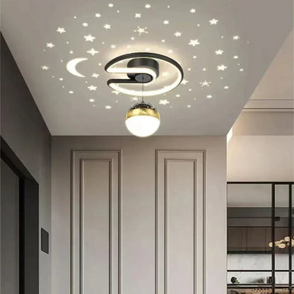 Round LED Ceiling Lamp with Starry Sky Design – Scandinavian Style
