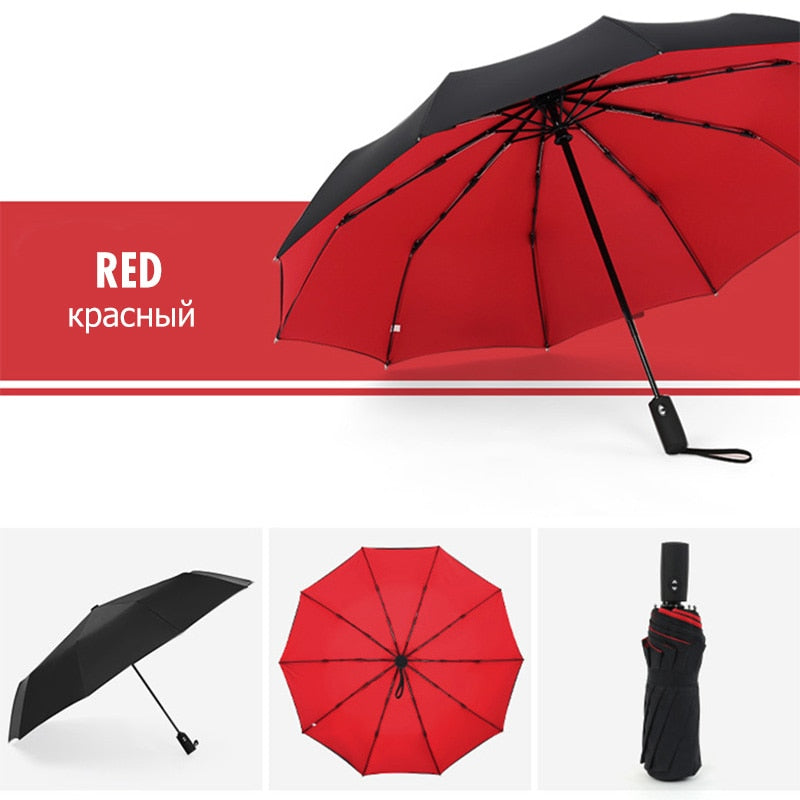 Automatic Windproof Umbrella with Reverse Closure – Compact Design
