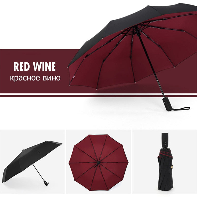 Automatic Windproof Umbrella with Reverse Closure – Compact Design