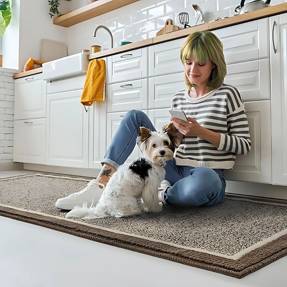 Two-Colored Knitted Kitchen Rug