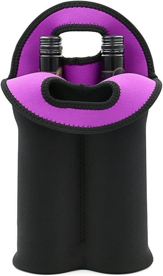 Insulated Wine Tote for Two Bottles – Neoprene Carrier for Travel