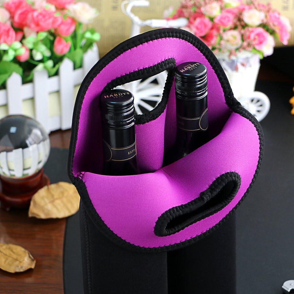 Insulated Wine Tote for Two Bottles – Neoprene Carrier for Travel