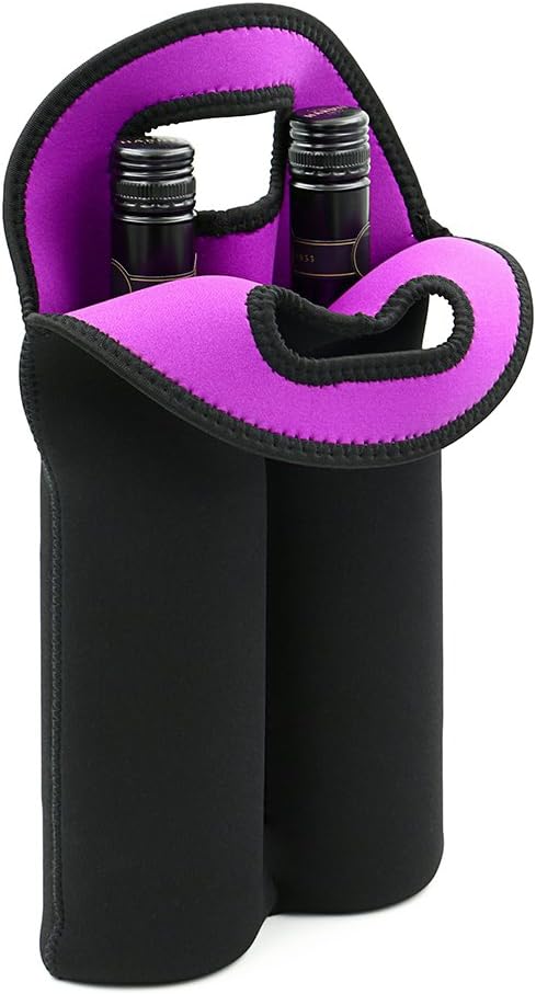 Insulated Wine Tote for Two Bottles – Neoprene Carrier for Travel