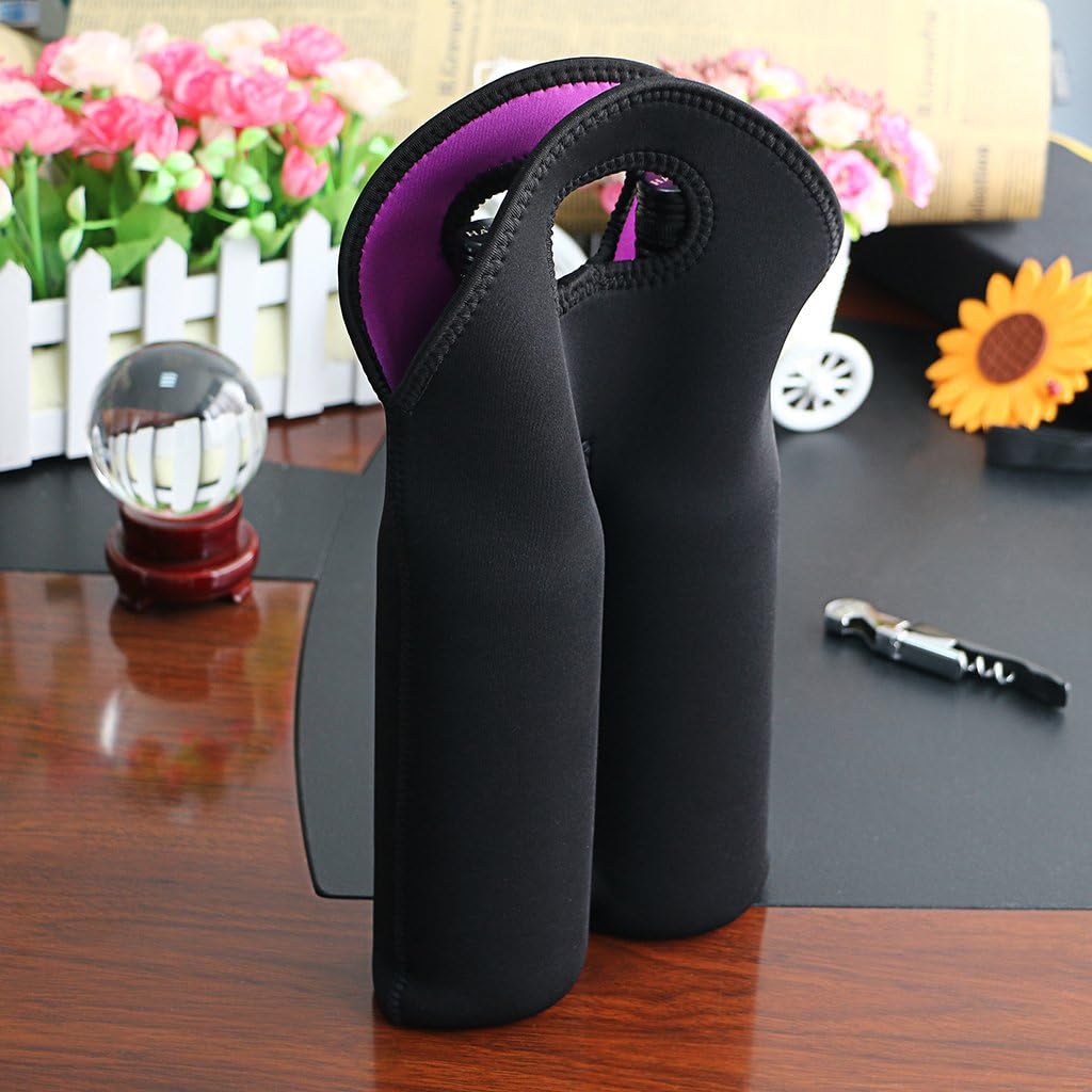 Insulated Wine Tote for Two Bottles – Neoprene Carrier for Travel