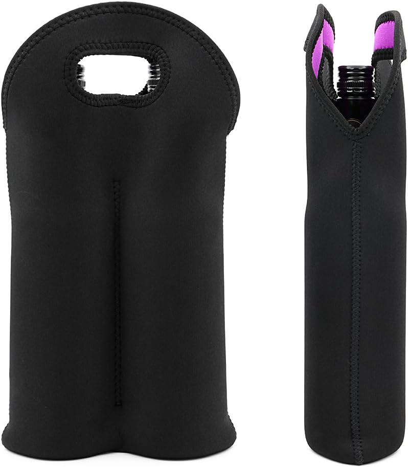 Insulated Wine Tote for Two Bottles – Neoprene Carrier for Travel