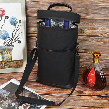 Insulated Wine Carrier for 2 Bottles – Adjustable Strap Tote Bag