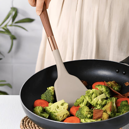 Essential 10-Piece Silicone Kitchen Tool Set with Wooden Grip