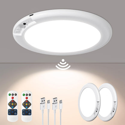 Wireless Motion-Activated Ceiling Light with Remote and Color Options