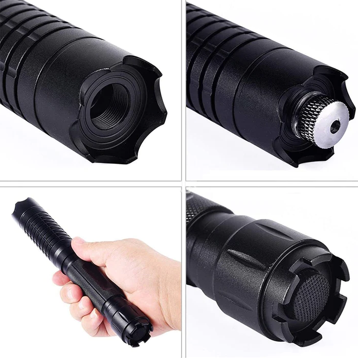 High-Power Flashlight with Laser and Fire Starter for Outdoor Use