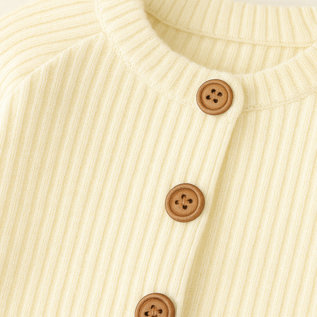Baby Romper with Footed Design and Ribbed Knit Fabric
