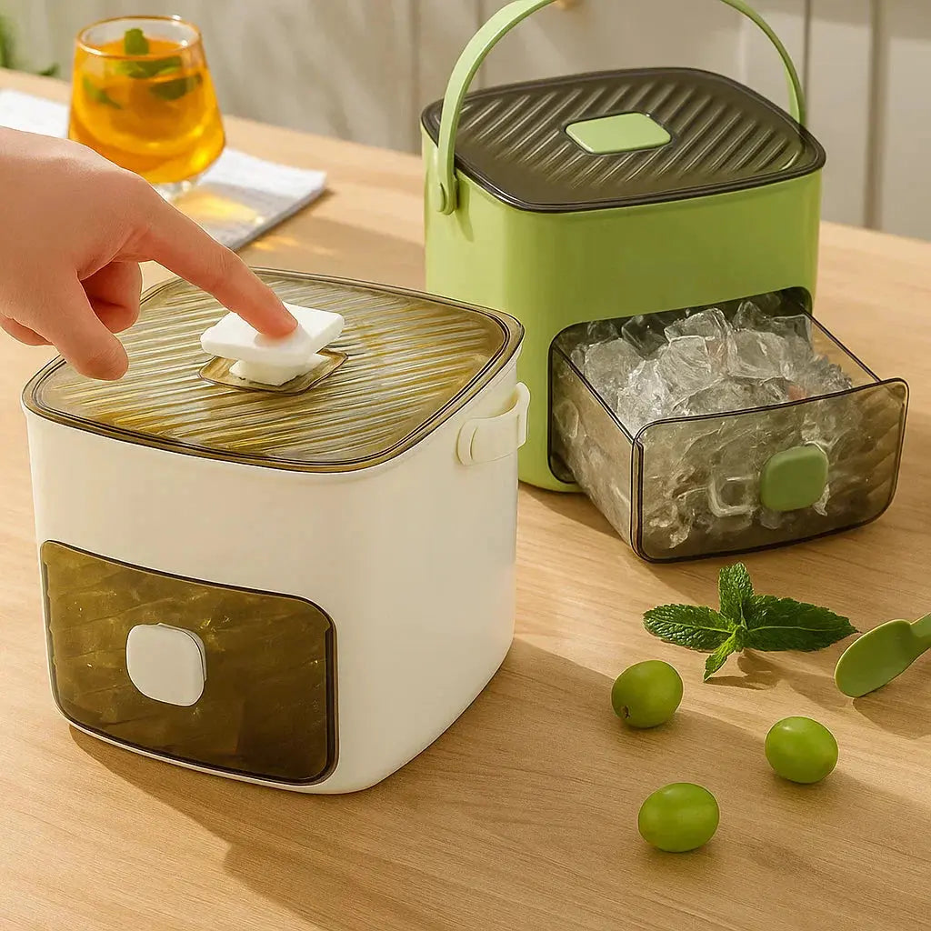 Effortless Ice Maker with Sealed Lid & Tongs - 48 Cube Capacity