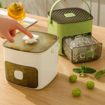 Effortless Ice Maker with Sealed Lid & Tongs - 48 Cube Capacity