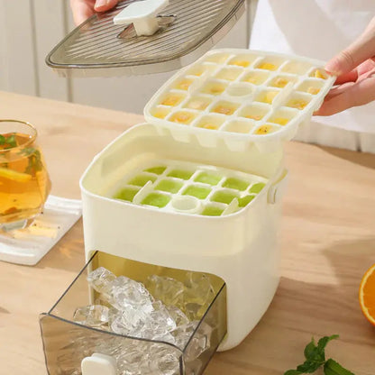 Effortless Ice Maker with Sealed Lid & Tongs - 48 Cube Capacity