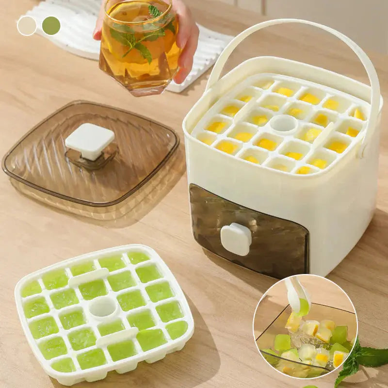Effortless Ice Maker with Sealed Lid & Tongs - 48 Cube Capacity