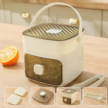 Effortless Ice Maker with Sealed Lid & Tongs - 48 Cube Capacity