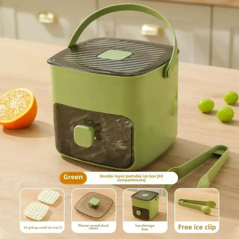 Effortless Ice Maker with Sealed Lid & Tongs - 48 Cube Capacity