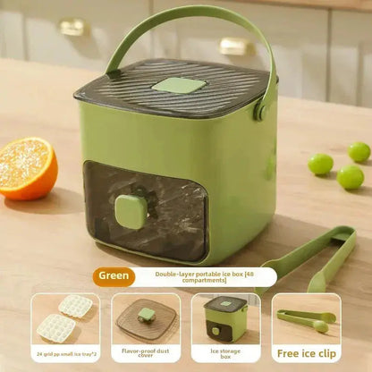 Effortless Ice Maker with Sealed Lid & Tongs - 48 Cube Capacity