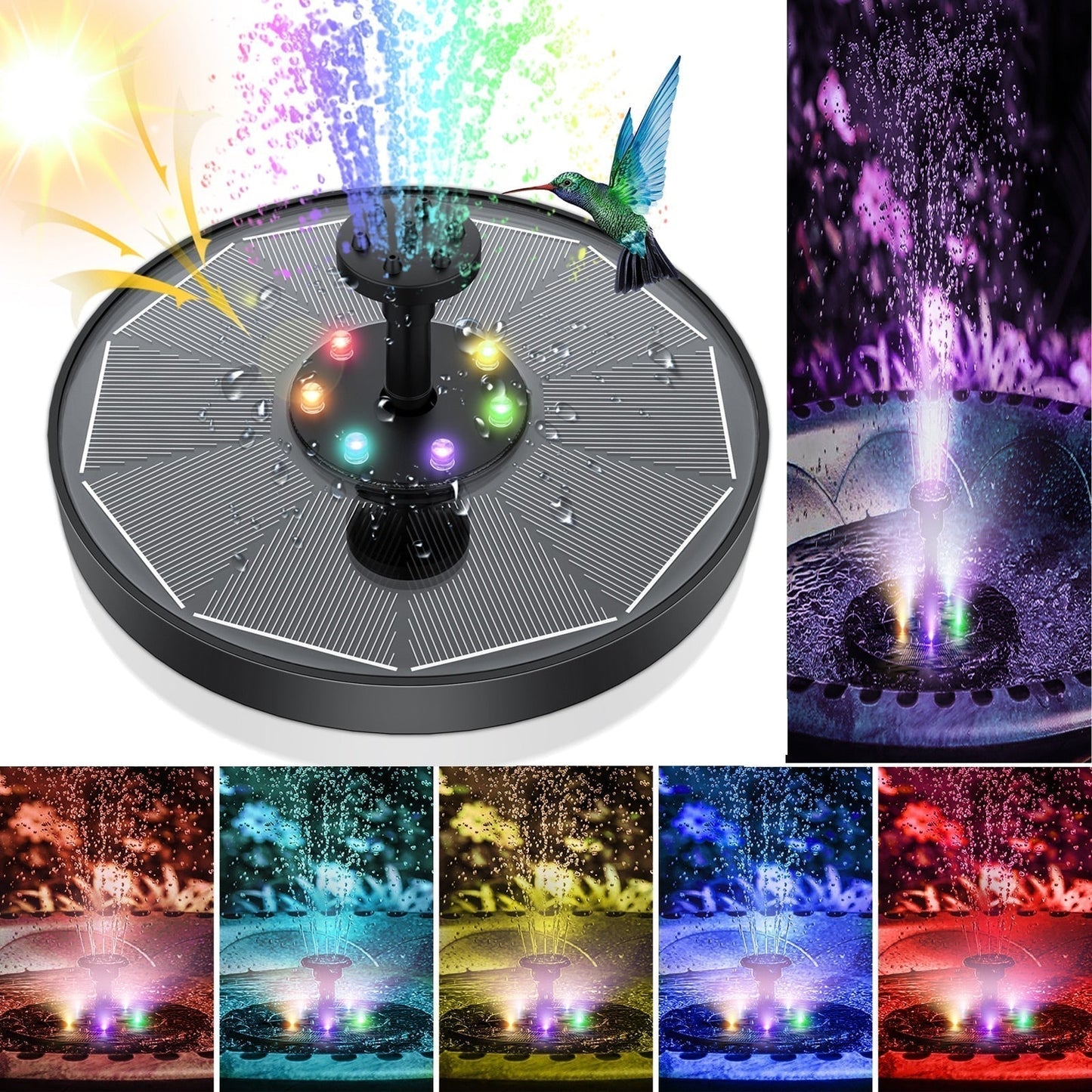 Solar Water Fountain with Adjustable Spray Height - Eco-Friendly Garden Decor
