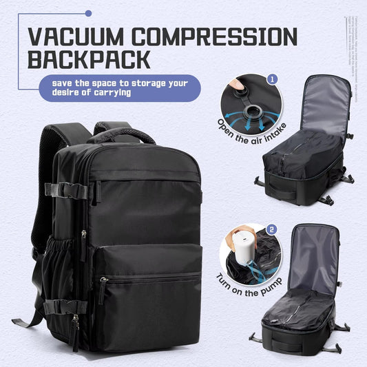 15.6in Travel Backpack with Electric Pump – Vacuum Compression Storage