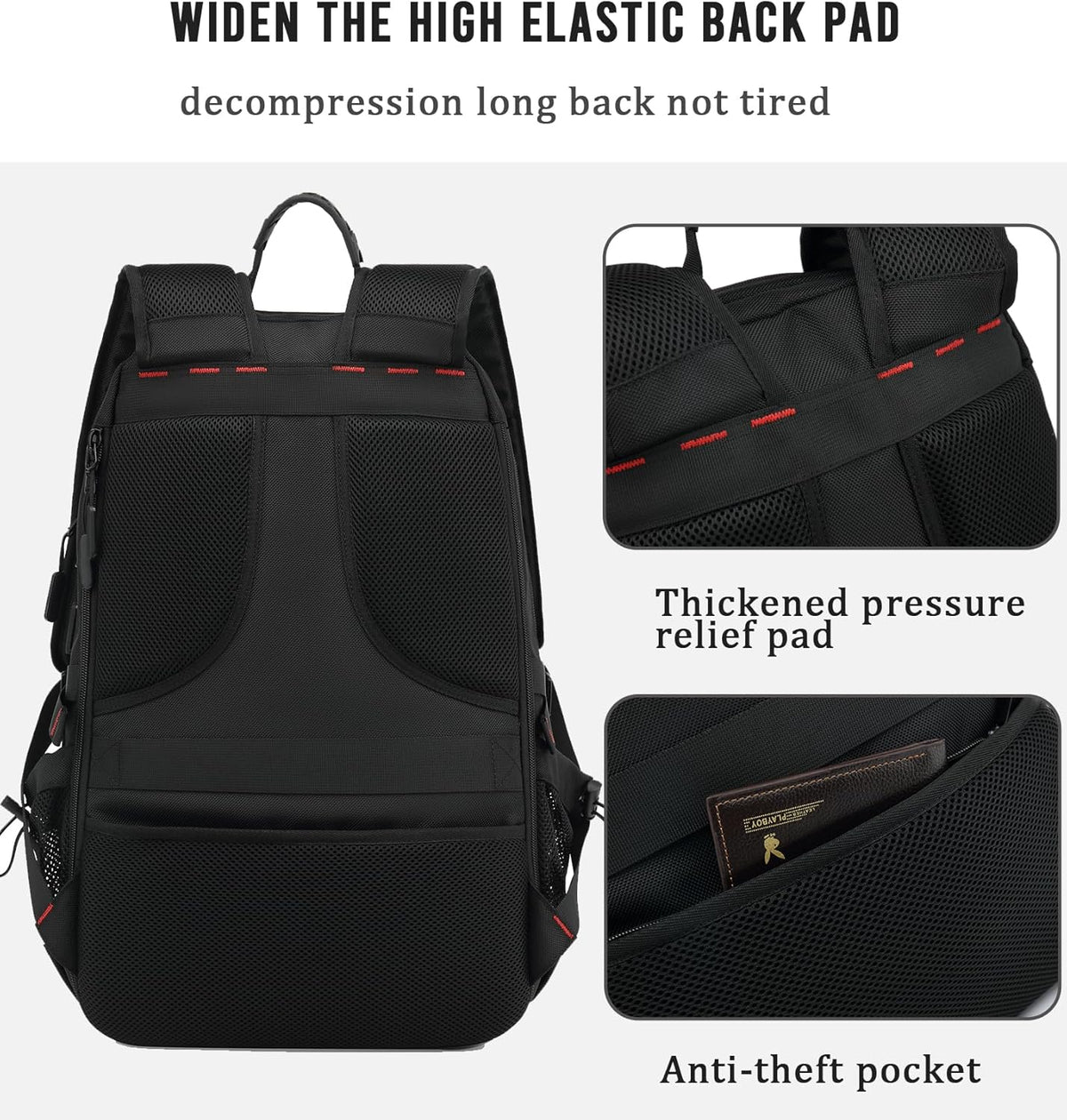 60L Waterproof Laptop Travel Backpack with USB Port and Shoe Holder