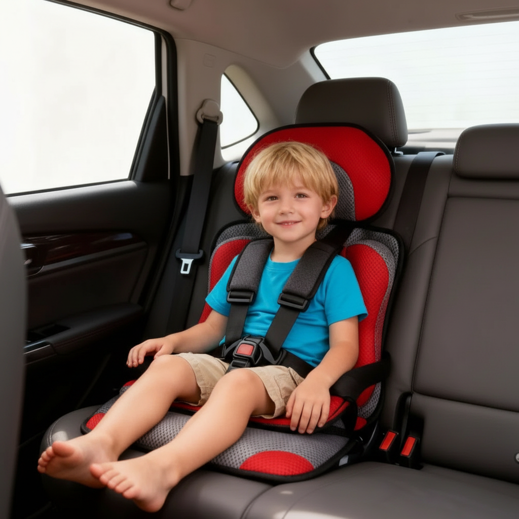 Compact Child Booster Seat with Safety Harness for Travel