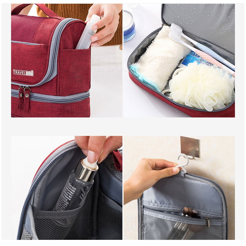 Hanging Toiletry Bag with Multiple Compartments - Large Water-Resistant Organizer for Travel