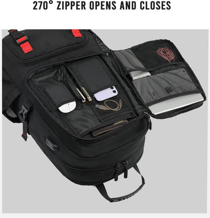 Waterproof 60L Backpack for Travel with USB Port & Shoe Storage