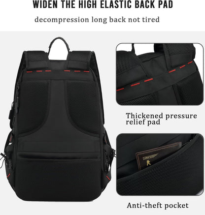 Waterproof 60L Backpack for Travel with USB Port & Shoe Storage