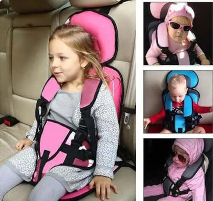 Portable Child Car Seat with Foldable Design & 5-Point Safety Harness for Ages 0-12