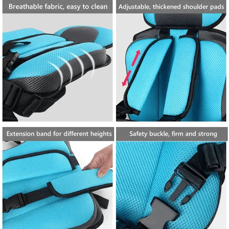 Portable Child Car Seat with Foldable Design & 5-Point Safety Harness for Ages 0-12