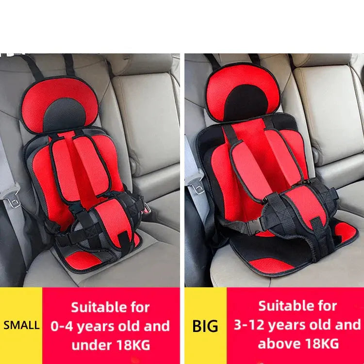 Portable Child Car Seat with Foldable Design & 5-Point Safety Harness for Ages 0-12