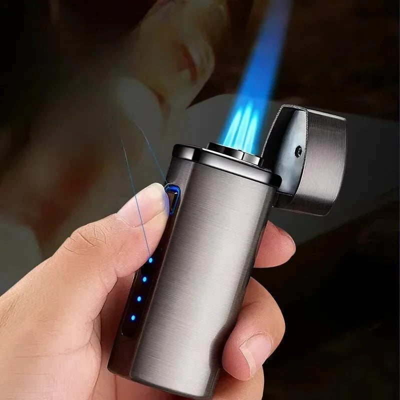 USB Rechargeable Triple Flame Lighter – Sleek Metal Ignition for Candles & Cigars