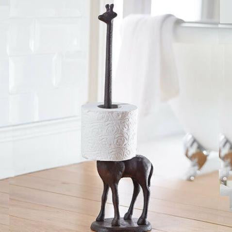 Freestanding Toilet Paper Holder in Giraffe Shape - Sturdy Cast Iron Design