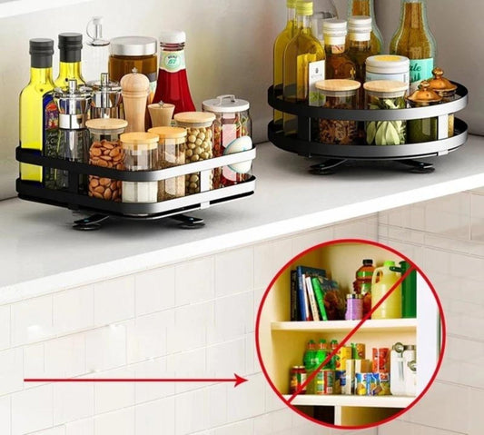 Adjustable Height Rotating Storage Shelf – 360° Access Organizer