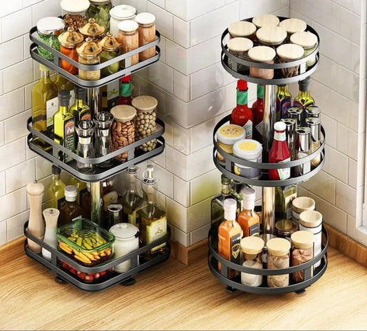 Adjustable Height Rotating Storage Shelf – 360° Access Organizer