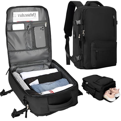 Waterproof 35L Travel Backpack for Women with USB Charging and Shoe Compartment