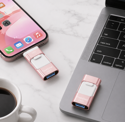 32GB USB Flash Drive with Multi-Connector for iPhone, Android, PC