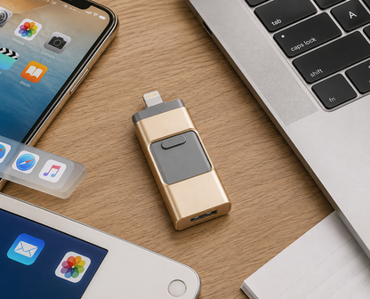 32GB USB Flash Drive with Multi-Connector for iPhone, Android, PC