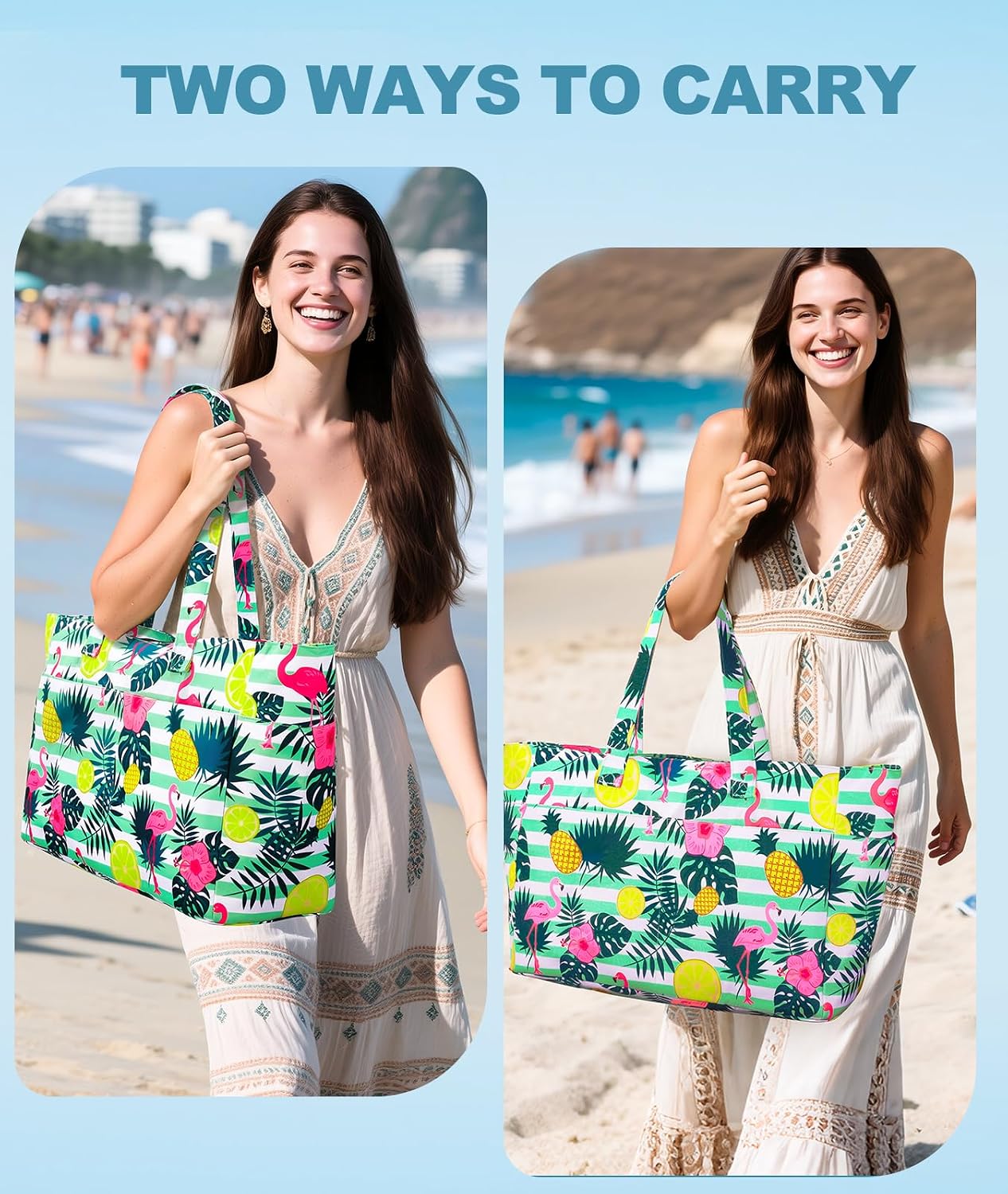 Extra Large Waterproof Beach Bag with Wet Pocket for Outdoor Activities