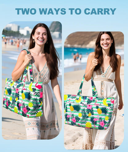 Extra Large Waterproof Beach Bag with Wet Pocket for Outdoor Activities