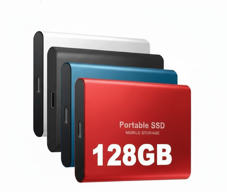 Compact 128GB External SSD with Sturdy ABS Design for Gamers and Professionals