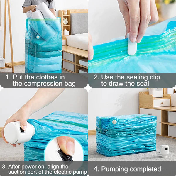 Electric Vacuum Seal Bags for Space Saving - Durable, Reusable, Airtight Storage