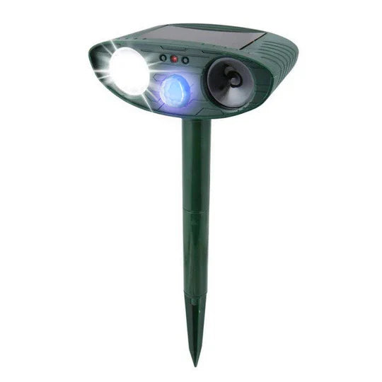 Solar-Powered Ultrasonic Rabbit Deterrent with Flashing Light