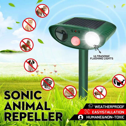 Solar-Powered Ultrasonic Repeller for Chipmunks | Motion-Activated Pest Defense for Gardens