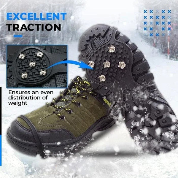 Non-Slip Spikes for Footwear - Ice Crampons with 5 Steel Claws for Hiking and Fishing